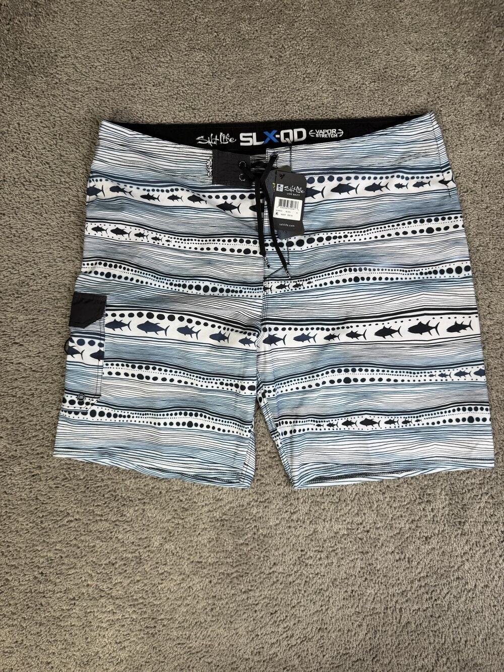 Salt Life Board Shorts Mens 42 Blue SLX-QD Drawstring Pockets Quick Dry Stretch